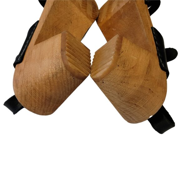MIA Bety Leather and Wood Swedish Clog Sandals 40 - Picture 7 of 8